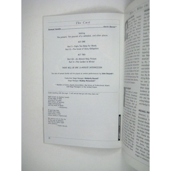 Almost Holy Picture Stagebill 2002 Opening Night Kevin Bacon John Dossett - Picture 8 of 10